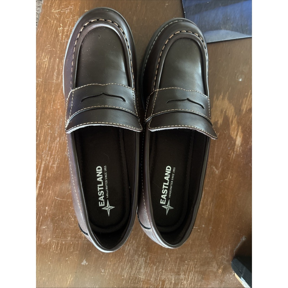 Eastland Holly Penny Loafer Brown Platform Block Heel Size 8.5 - Picture 5 of 7